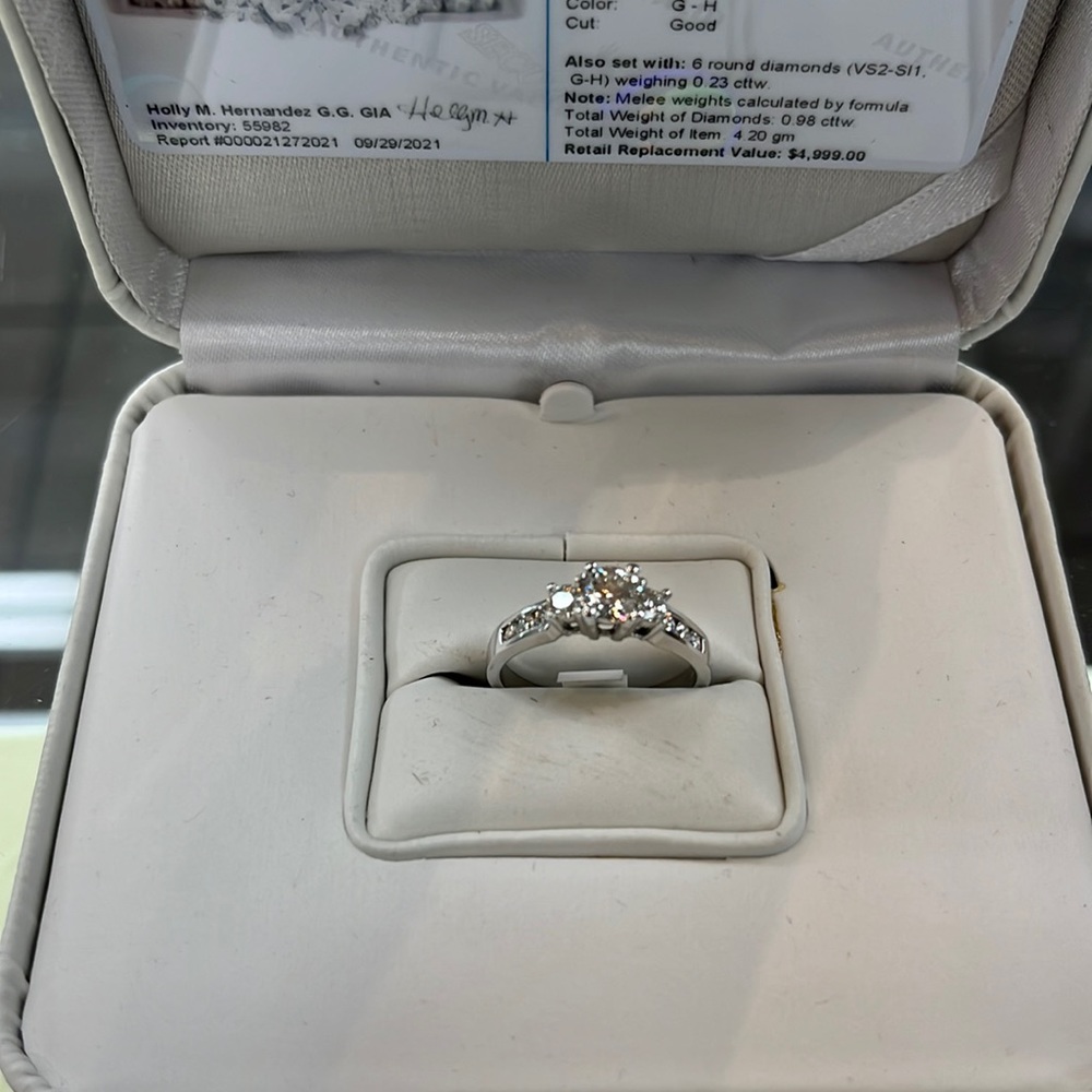 18K Gold and diamond past present future style engagement ring